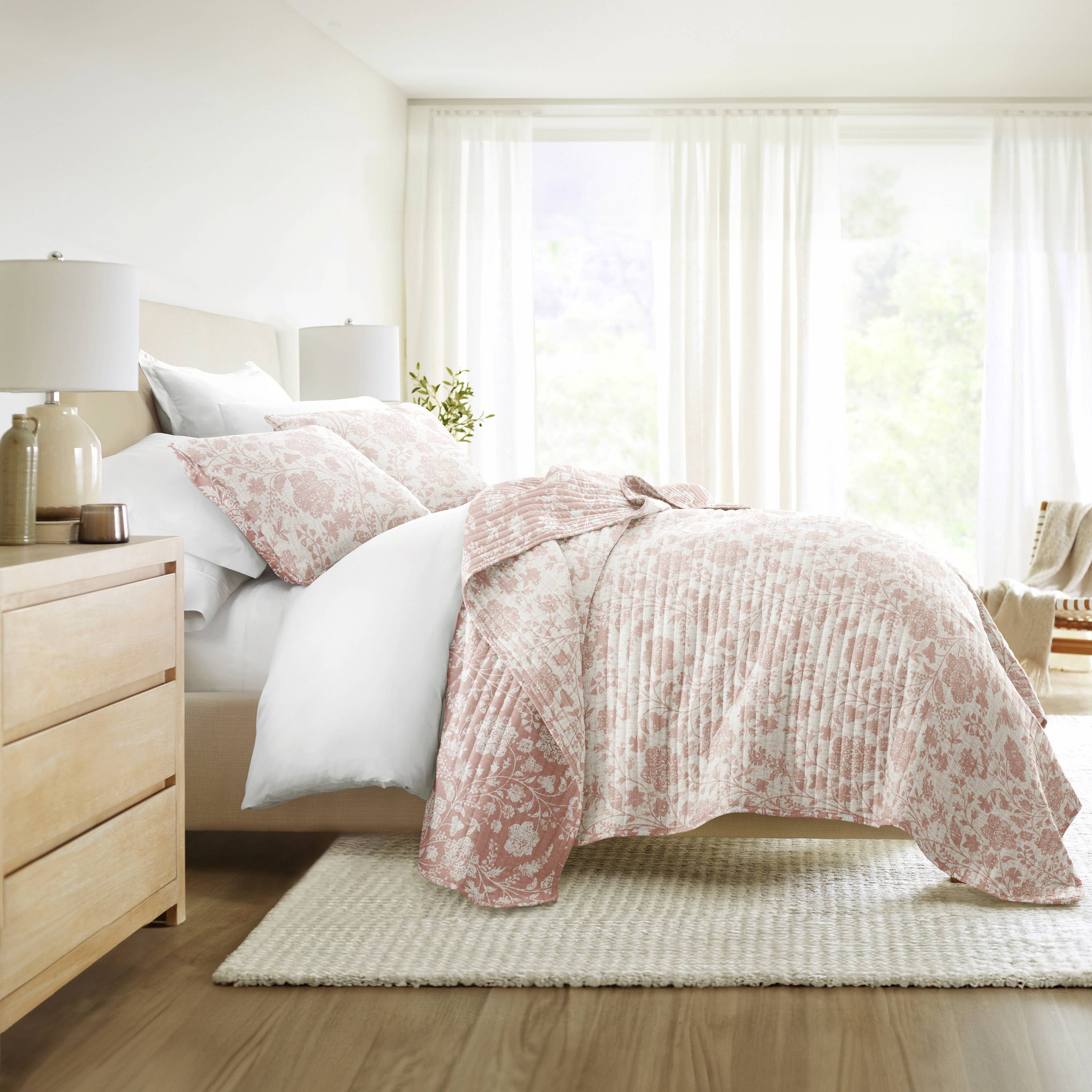 ienjoy Home - Vente Courtepointe - Ensemble de couette réversible à motifs floraux texturés toutes saisons40