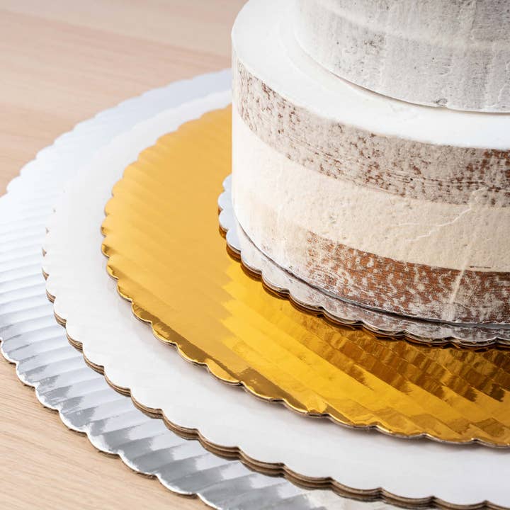 Round Scalloped Cake Board 10" - Set of 6 - Gold for wholesale on Faire4