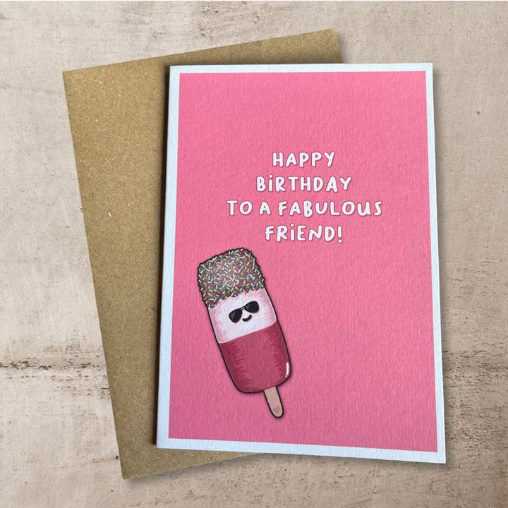 Fab-ulous friend - Birthday card for wholesale by Back To The Drawing Board Illustration