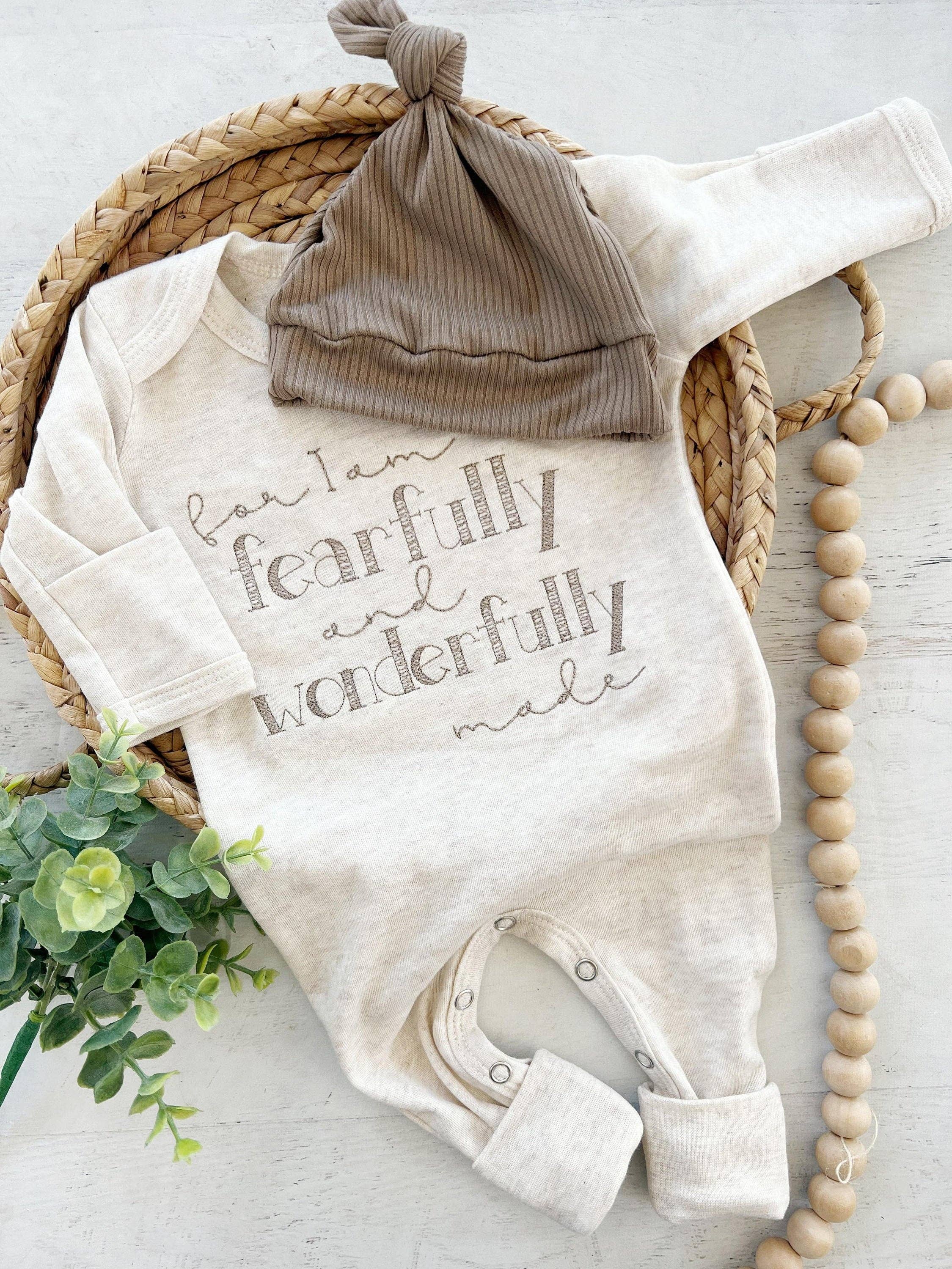Wonderfully Made - Wholesale Jumpsuit - Baby - Baby Romper | Fearfully and Wonderfully Made - Taupe/Oatmeal2