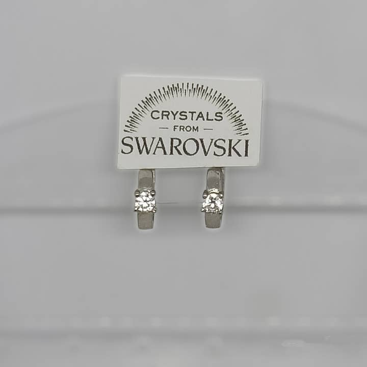 Silver earrings marked with light point zircons for wholesale by HTB