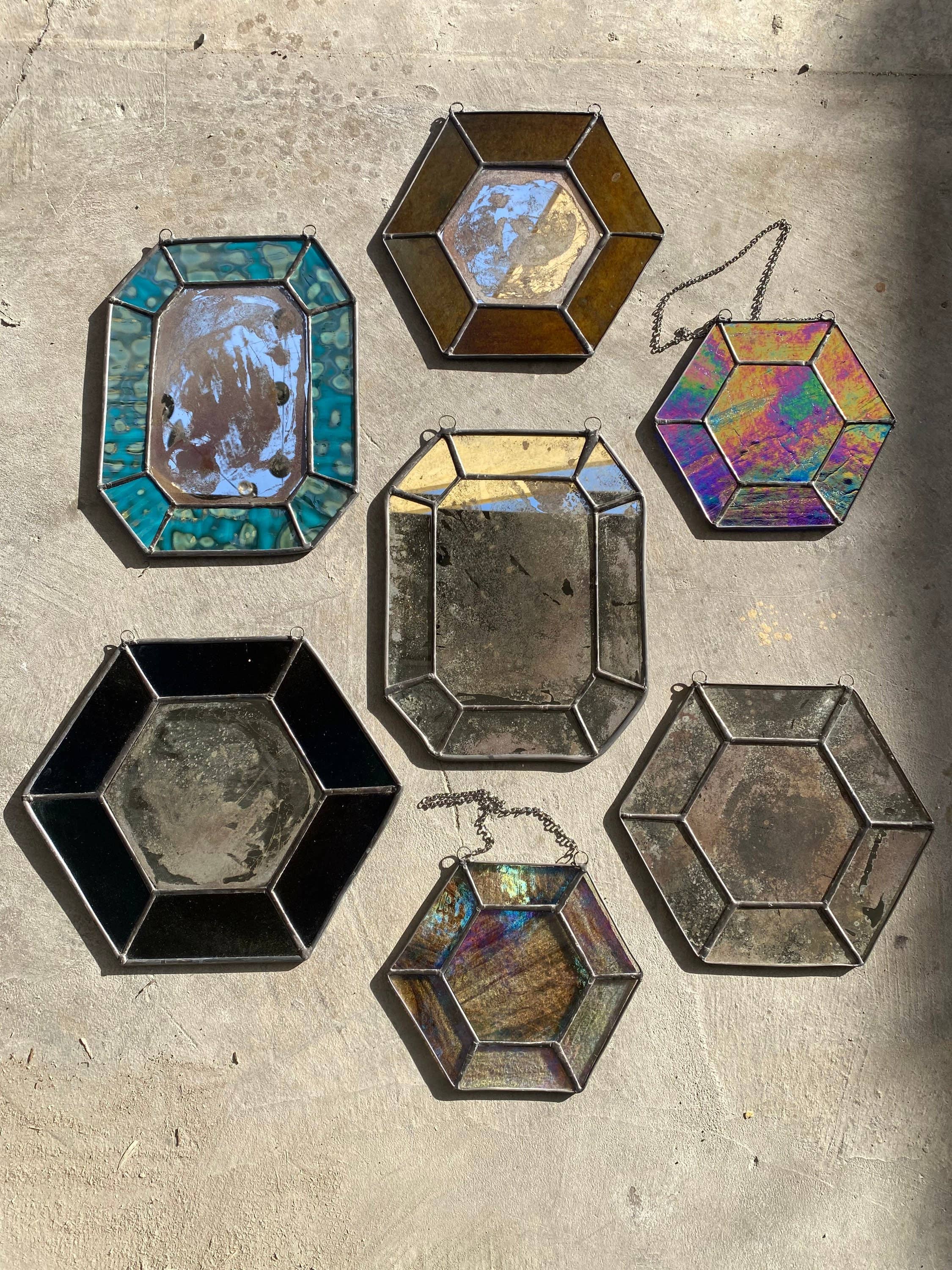 Made By Rheal - Wholesale Suncatcher - Iridescent Brown & Clear Swirl Gem Stained Glass Suncatcher6