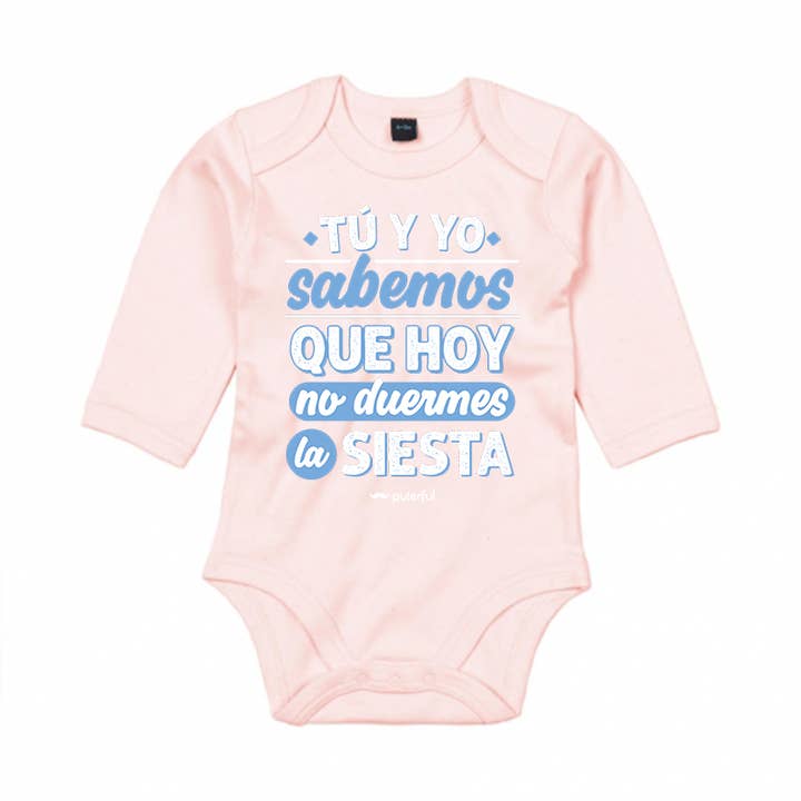 Baby Organic Long Sleeve Bodysuit - “Siesta” - Pink for wholesale by Puterful