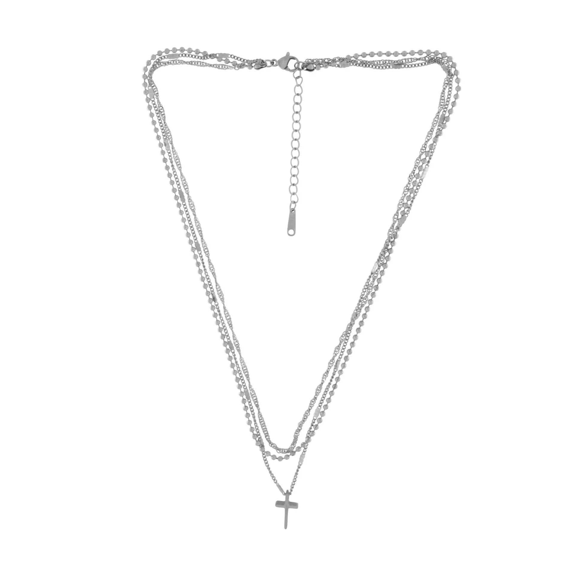 Dansk Copenhagen - Wholesale Pendant/Charm Necklace - Kærlighed Vandtæt Kort Forudlagdelt Kors Halskæde Sølvbelægning3