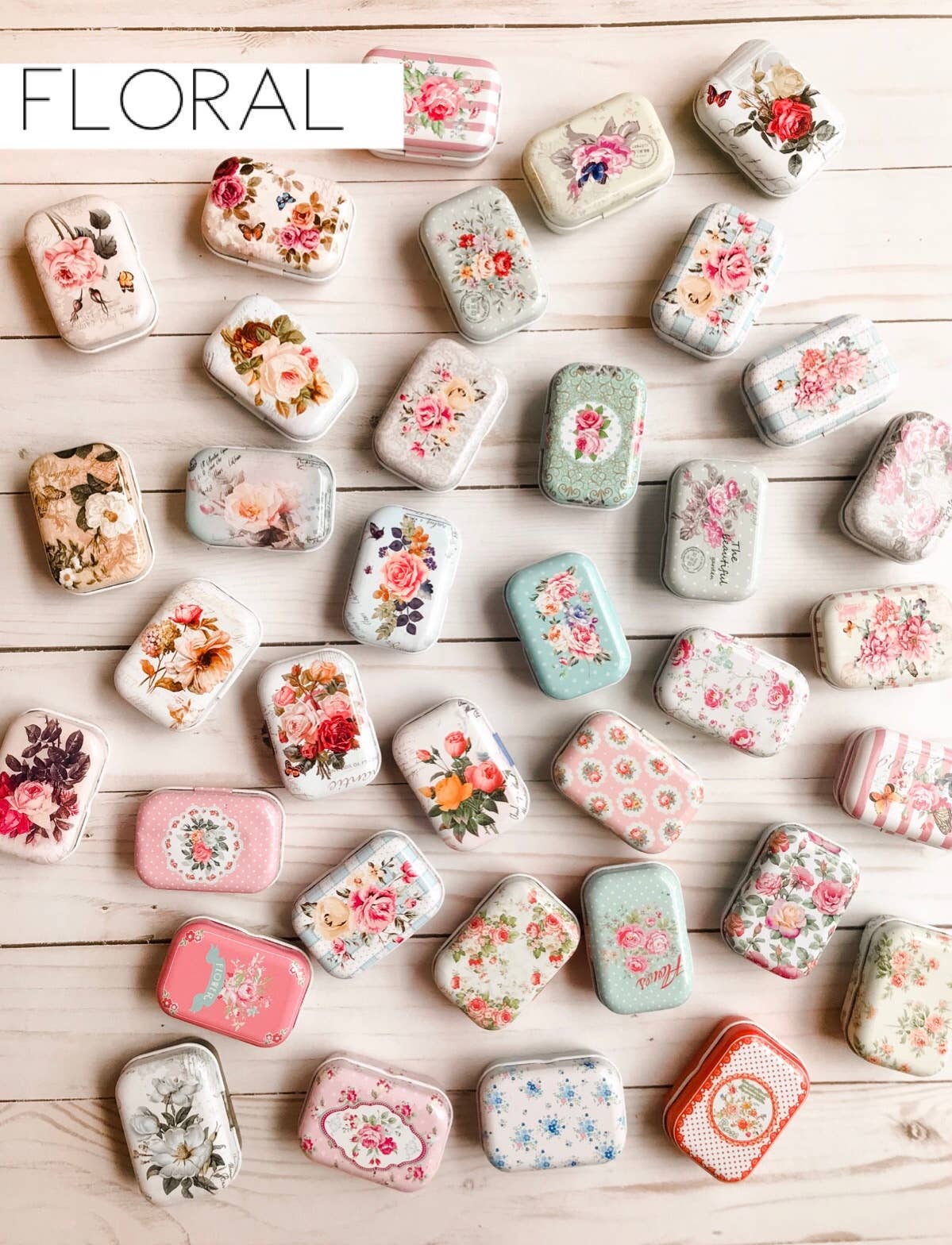 Laura Hand Knits - Wholesale Knitting/Crochet Supplies - Small Storage Hinged Tin - Empty0