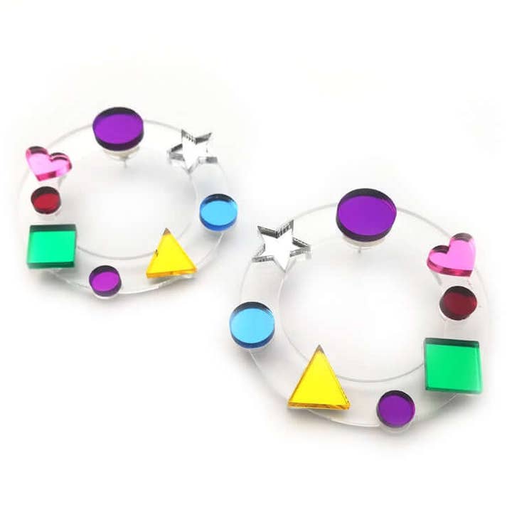 Candy Hoops Earrings - Decorated with Tiny Star for wholesale by Funk Da Queen