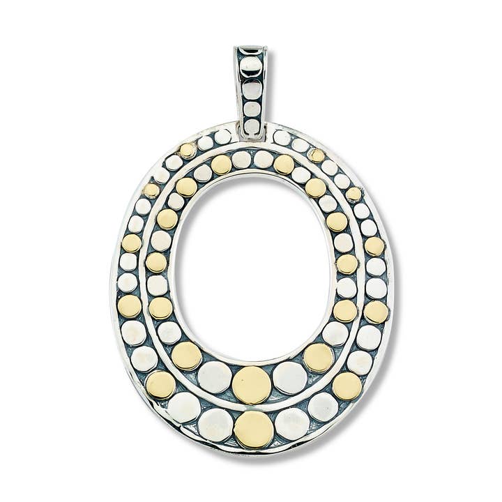 SS/18k Oval Open Dot Design Pendant for wholesale by Eli Pebble