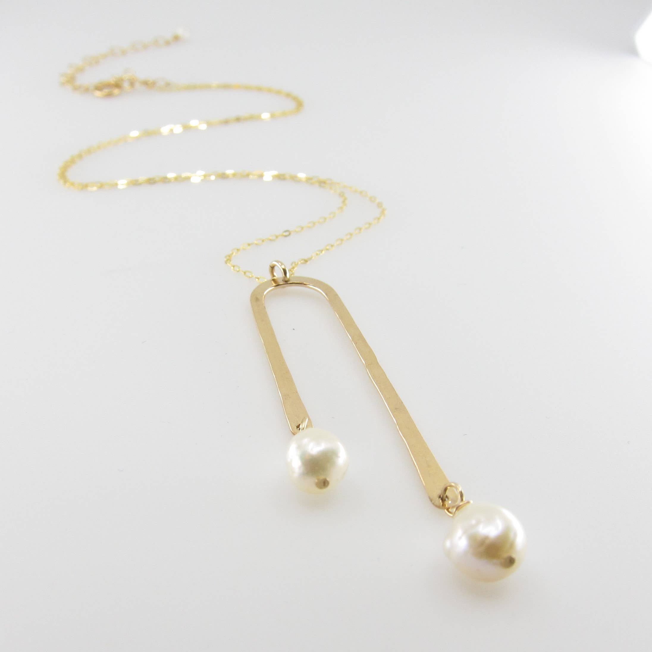 J. Mills Studio - Wholesale Pendant/Charm Necklace - Asymmetrical Arch Necklace with Baby Baroque Pearl Drops2