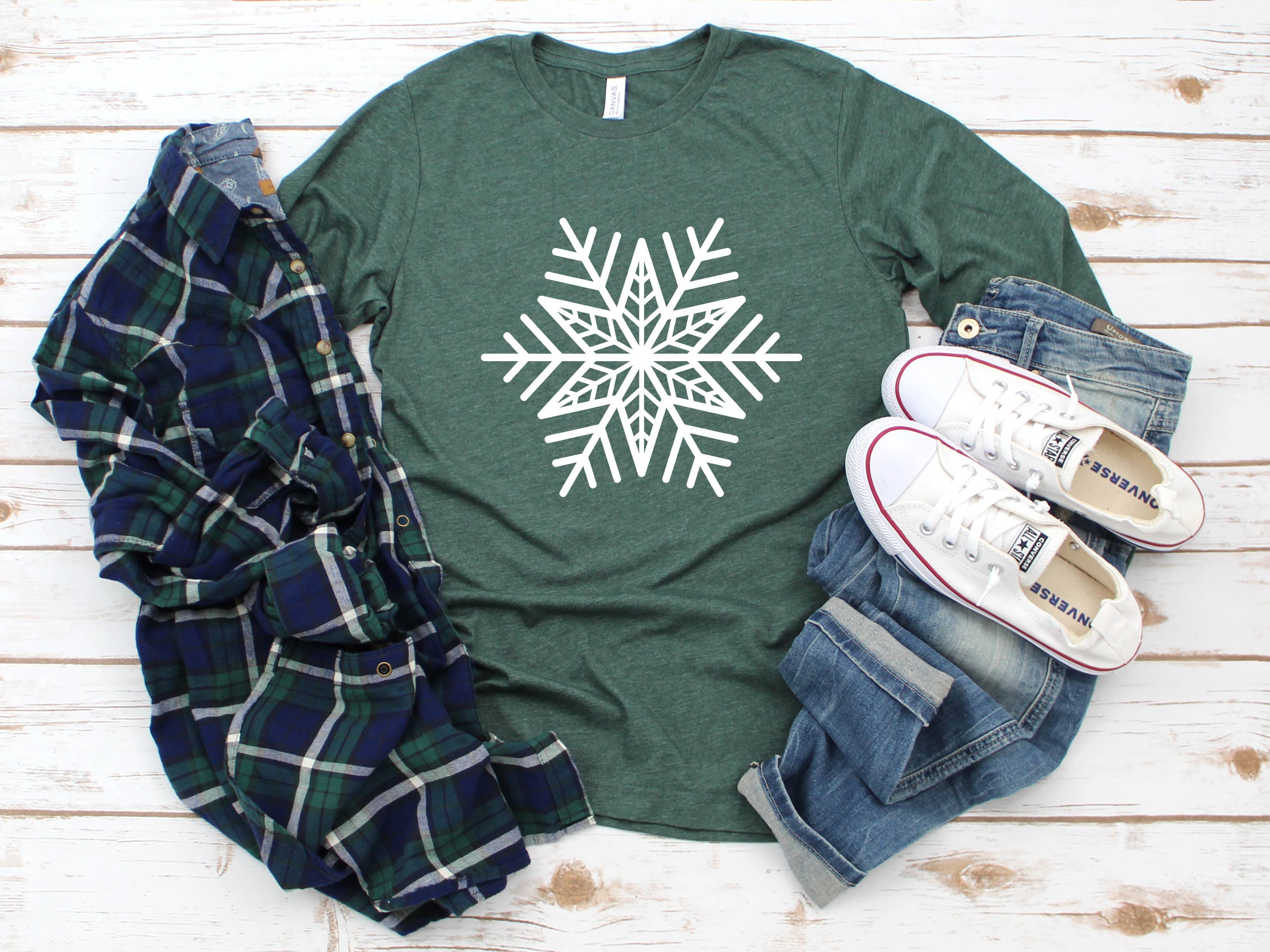 My Bella Vida Inc. - Wholesale Screen Printed T-Shirt - Women's - Snowflake Long Sleeve Shirt, Christmas Shirt0