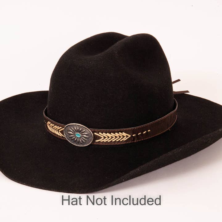 American Hat Makers - Wholesale Bandana - Unisex - Western Concho Hat Band - Style Ottawa Brown3