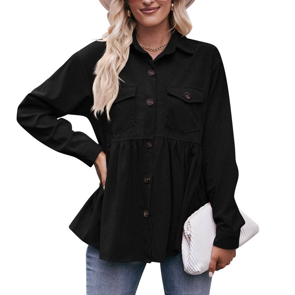Masyal - Wholesale Button Down Shirt - Women's - Women'S Autumn And Winter  Casual Babydoll Corduroy Shirts6