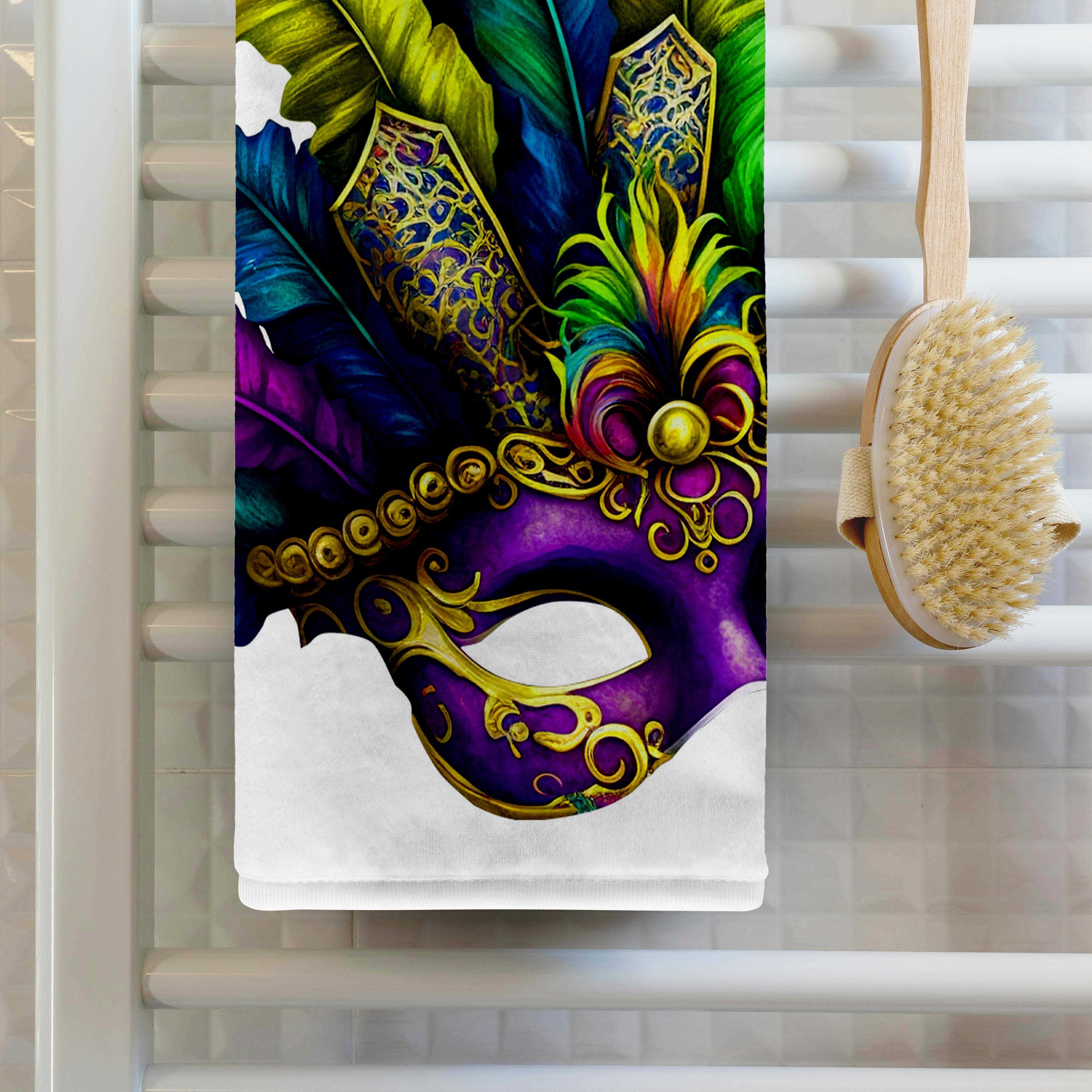 3dRose - Wholesale Bath Towel - 3dRose, Mardi Gras Masquerade Mask Illustration, Towel1