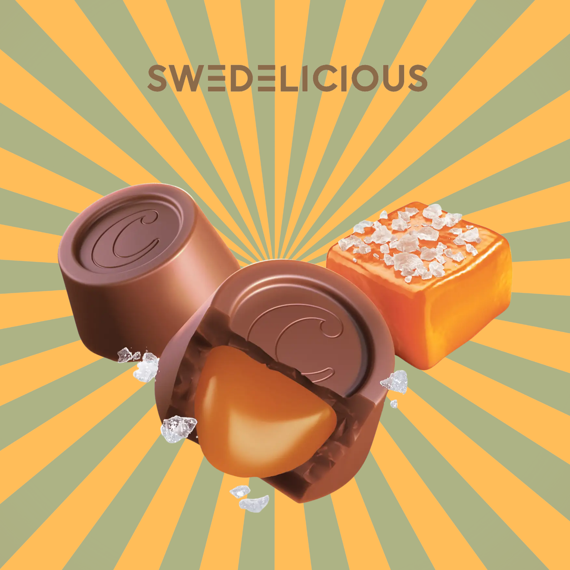 Swedelicious - Swedish Candy - Vendita all'ingrosso Cioccolato - Dolci svedesi - Caramelle al caramello salato e cioccolato al latte - Preleva e mescola0