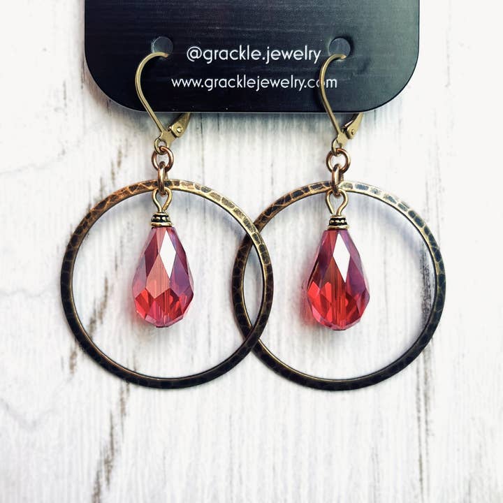 Blood Orange Hoops for wholesale by Grackle Jewelry