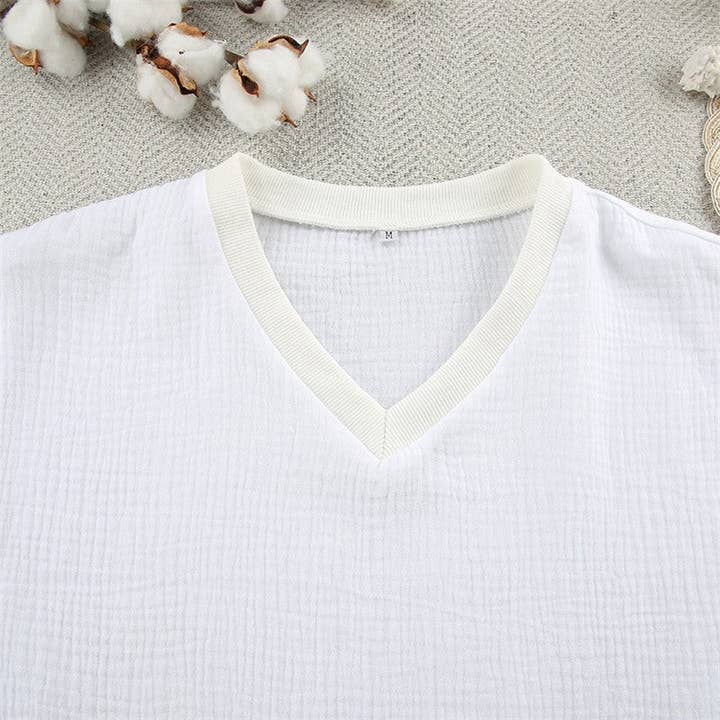 White Long-Sleeve Long Pants Pajama Set for wholesale on Faire5