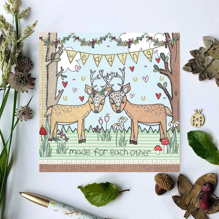 Carta nuziale con cervi per la vendita all'ingrosso da parte di Flossy Teacake