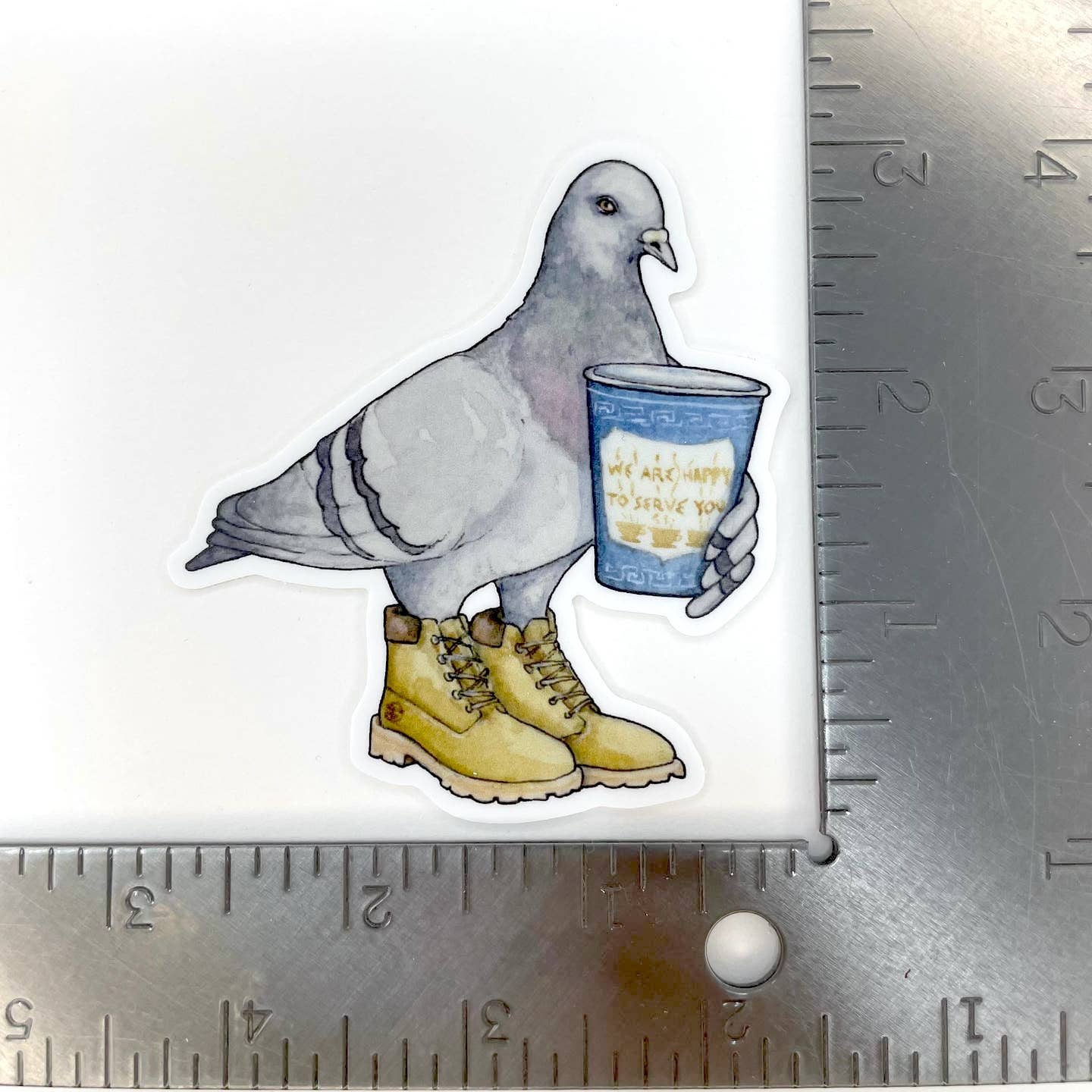 Diana Teeter Art - Wholesale Sticker - Pigeon in Boots Sticker2