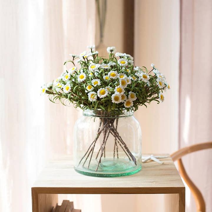 Rustic Reach - Wholesale Artificial Flowers - Artificial Flower Eco PE Small Daisy Stem Set in White 15" T9