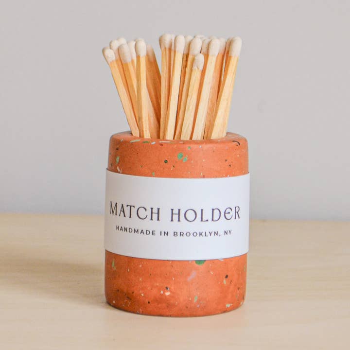 LindaMakess - Vente Porte-allumettes - Marmite à allumettes ronde Zero Waste en terrazzo avec Match Striker5