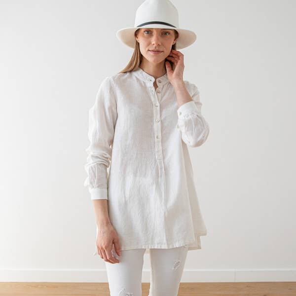 Linen Shirt White Paolo for wholesale by LinenMe