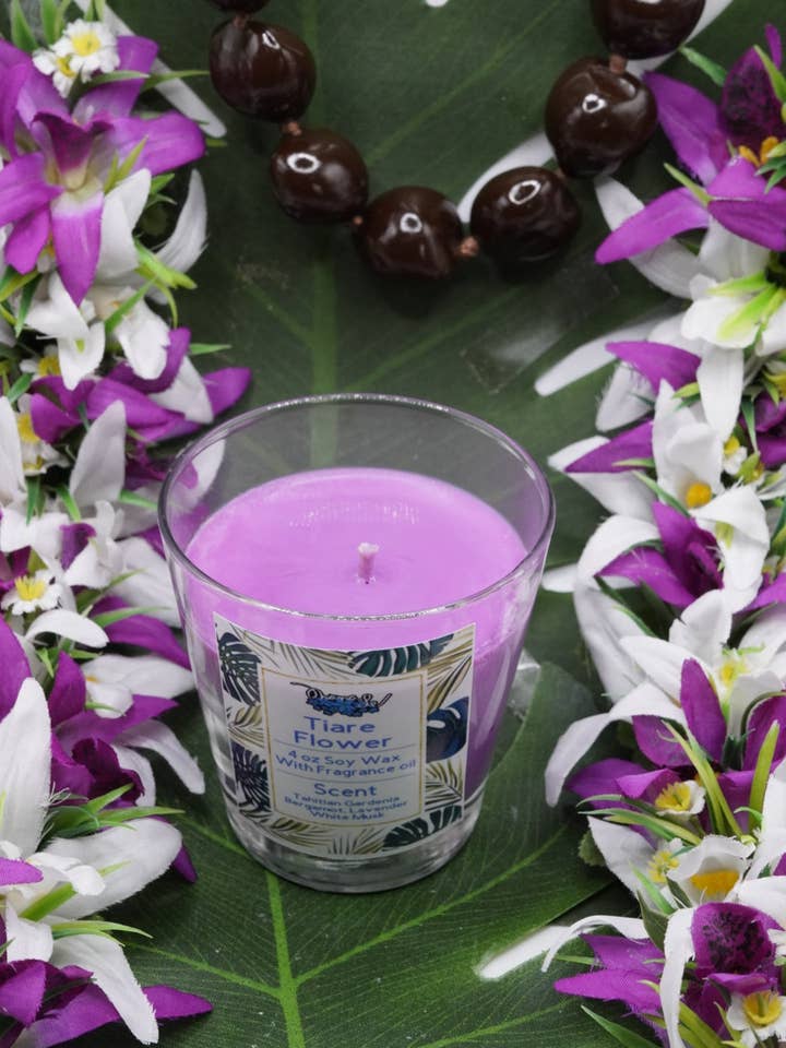 4Oz Tiare Flower Soywax katoenen lont glazen pot voor wholesale door Ohanale