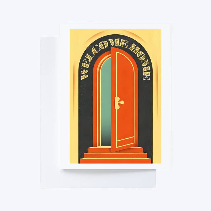 Cryptic Paper Co. - Wholesale Housewarming Card - Mid Century Front Door Welcome Home Housewarming Card1
