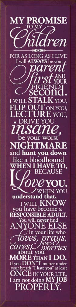 SAWDUST CITY - Wholesale Sign - My Promise To My Children... Vertical Wood Sign8