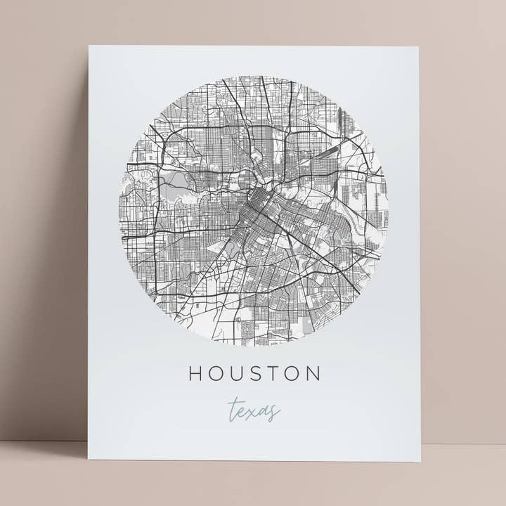 Poster della mappa di Houston, Texas per la vendita all'ingrosso da parte di Backstory Map Co.