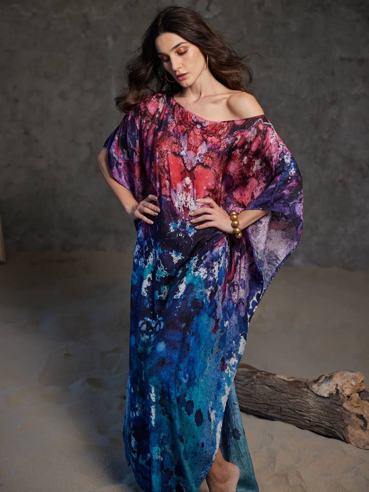 Embroidered Long Kaftan for wholesale by Mona Fares