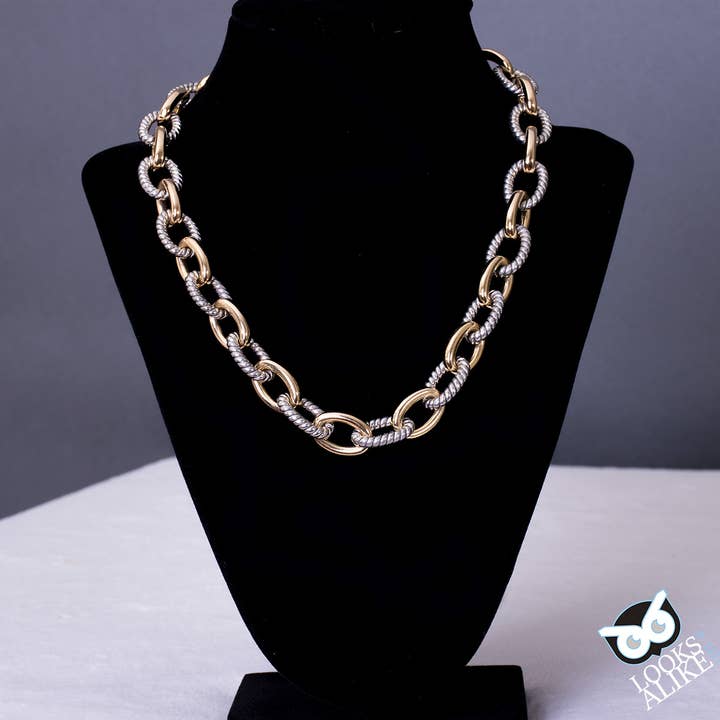 Two Tone Link Toggle Necklace for wholesale by My Best Kept Jewelry