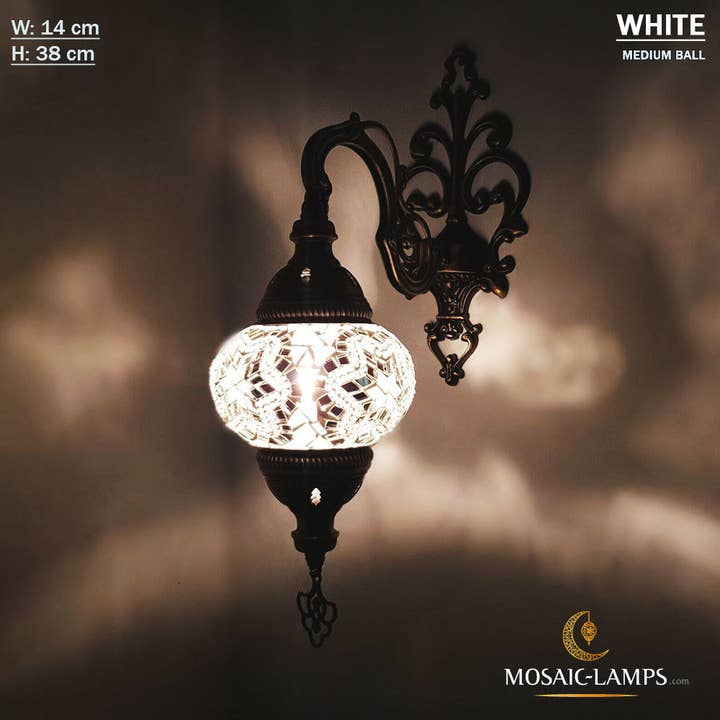 Mosaic Lamps - Wholesale Sconce - Turkish Mosaic Single Medium Globe Wall Lamp, Traditional Moroccan Vintage Ceiling Sconce, Handmade Marrakech Bedroom Living Room Wall Lights18