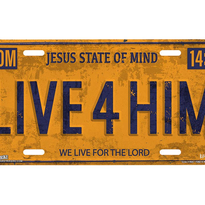 "Live 4 Him" - Decorative License Plate for wholesale by Airstrike