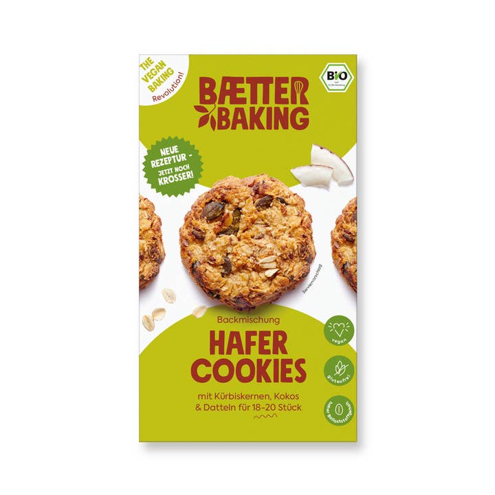 Oat cookies, vegan, 300g, organic baking mix for wholesale by Baetter Baking