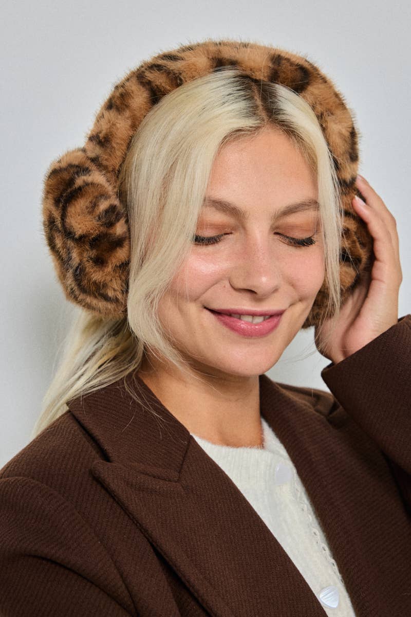 BYREN | ÉLINE L'ATELIER – Engroshandel Ørevarmere - Dame – Leopard ørevarmere i kunstpels CC102