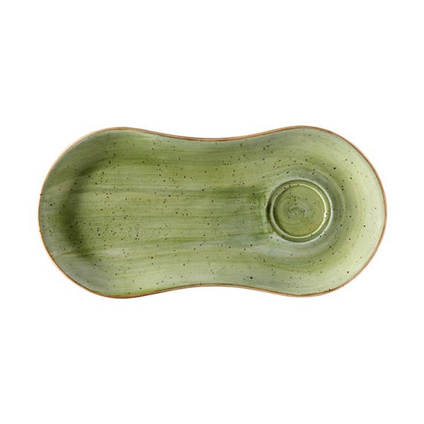 Platillo Ovalado Verde de Porcelana de 10" x 4.75" Therapy para venta al por mayor de TURGLA HOME