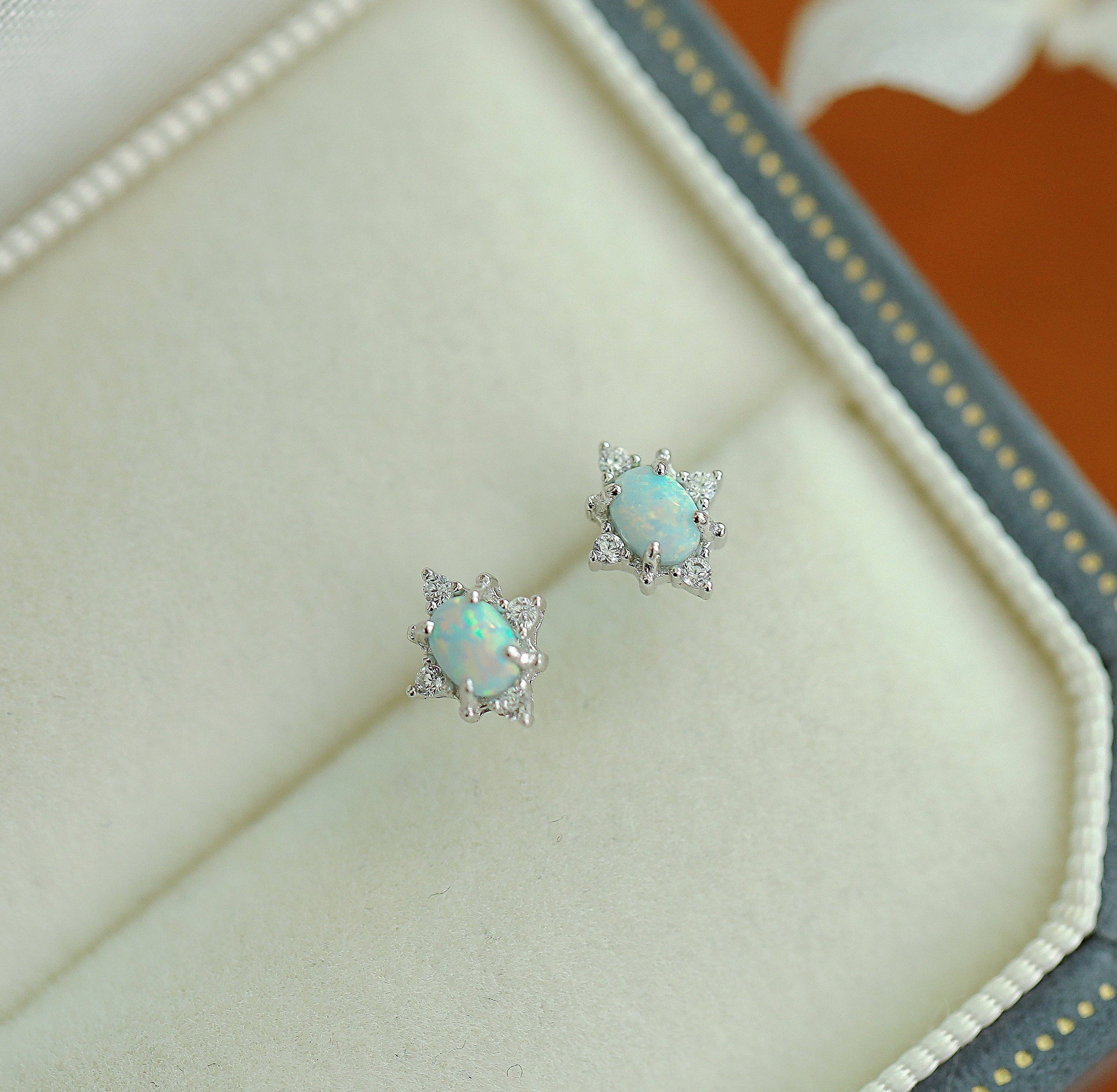 happyzzzsu - Wholesale Stud/Post Earrings - Sterling Silver Opal Stud Earrings5