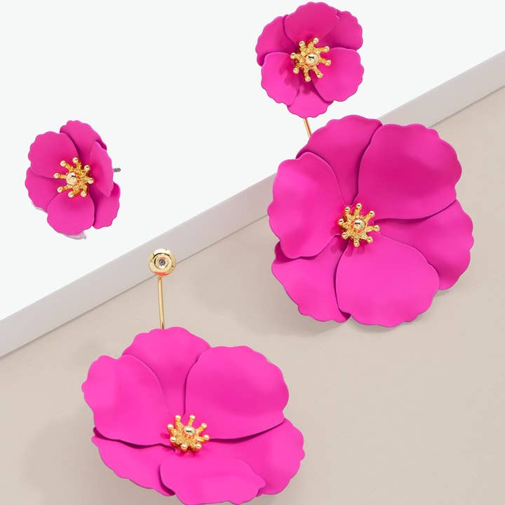 ZENZII Jewelry - Wholesale Dangle Earrings - Double Flower Drop Earring8