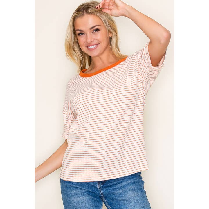 STACCATO - Wholesale Knit Top - Women's - POINTELLE STRIPE TOP