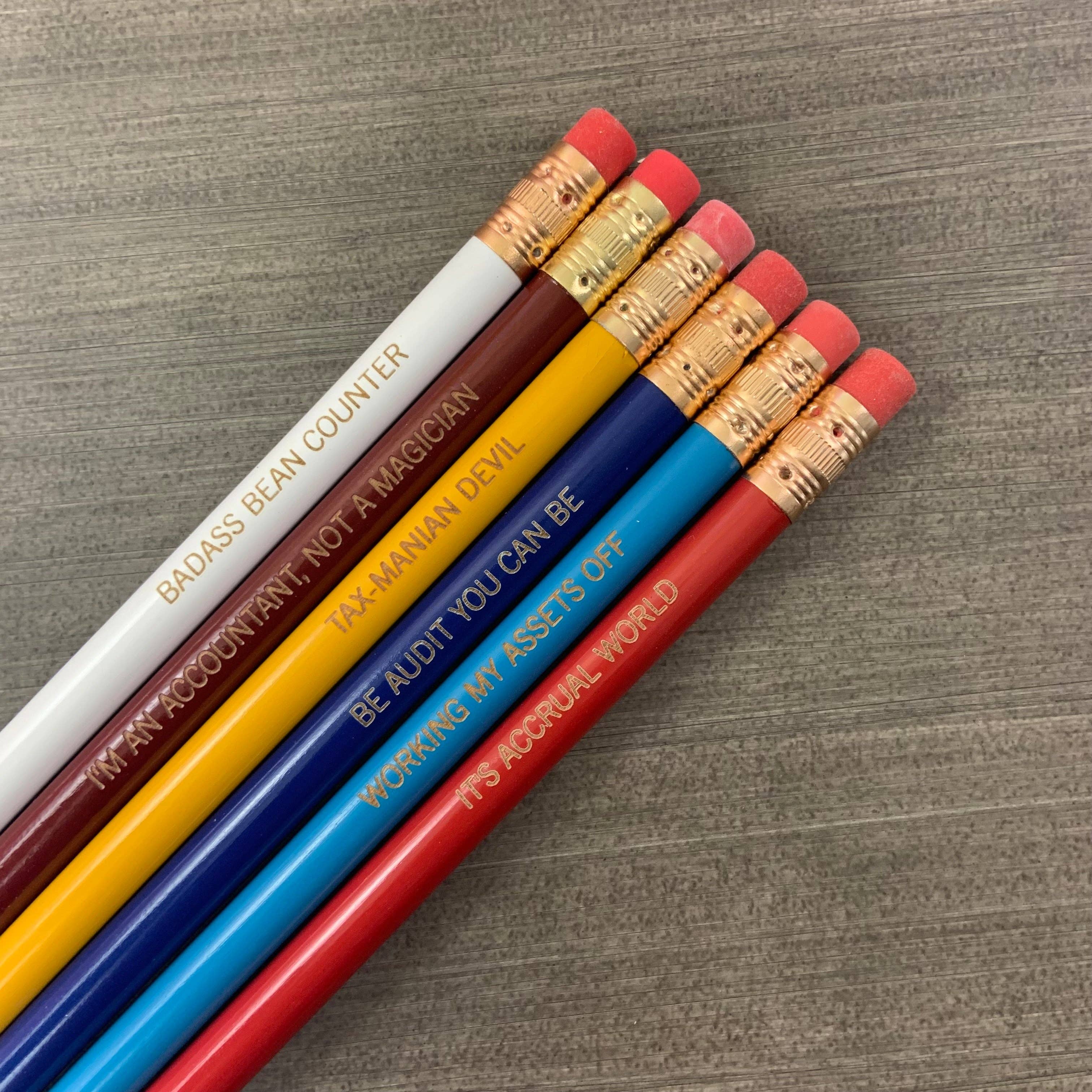 The Carbon Crusader - Vendita all'ingrosso Matite - Set di matite Accountant Puns (set di 6 matite)1