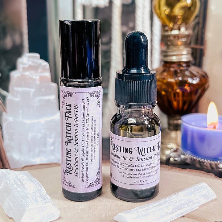 Olio rituale Resting Witch Face per sollievo da mal di testa e tensione per la vendita all'ingrosso da parte di Inked Goddess Creations