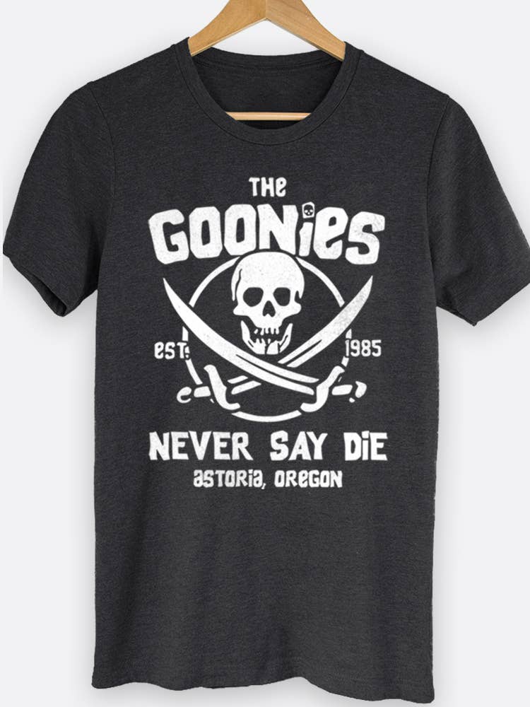 Johnny Threads - Wholesale Screen Printed T-Shirt - Unisex - Goonies Never Say Die Skeleton Movie Graphic Tee Shirt 1