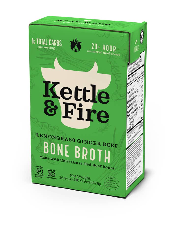Bouillon d'os au gingembre citronnelle 16,9 oz pour la vente par Kettle & Fire