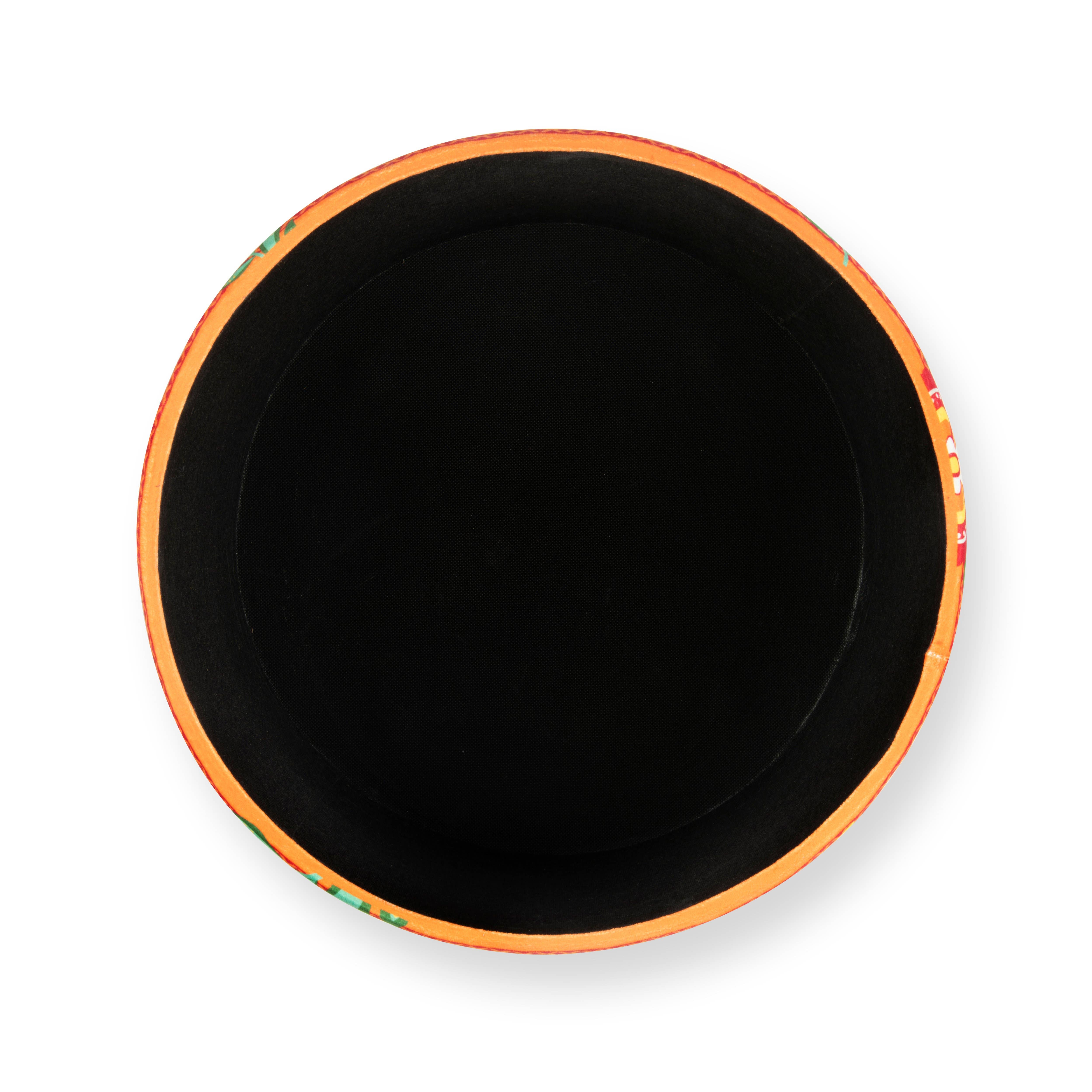 Bergamaschi & Vimercati S.p.a. – Pufe por atacado – Puffe com arrumação Gipsy Soul Excelsa em veludo e madeira 38x38x45 cm – Estampa floral boho multicolorida5