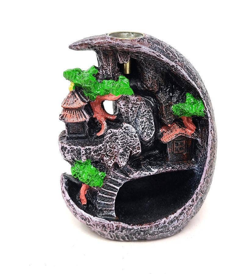 GREENROOTS USA LLC - Wholesale Incense Holder - Mountain Waterfall Design #2 Backflow Cone Incense Burner 3.1