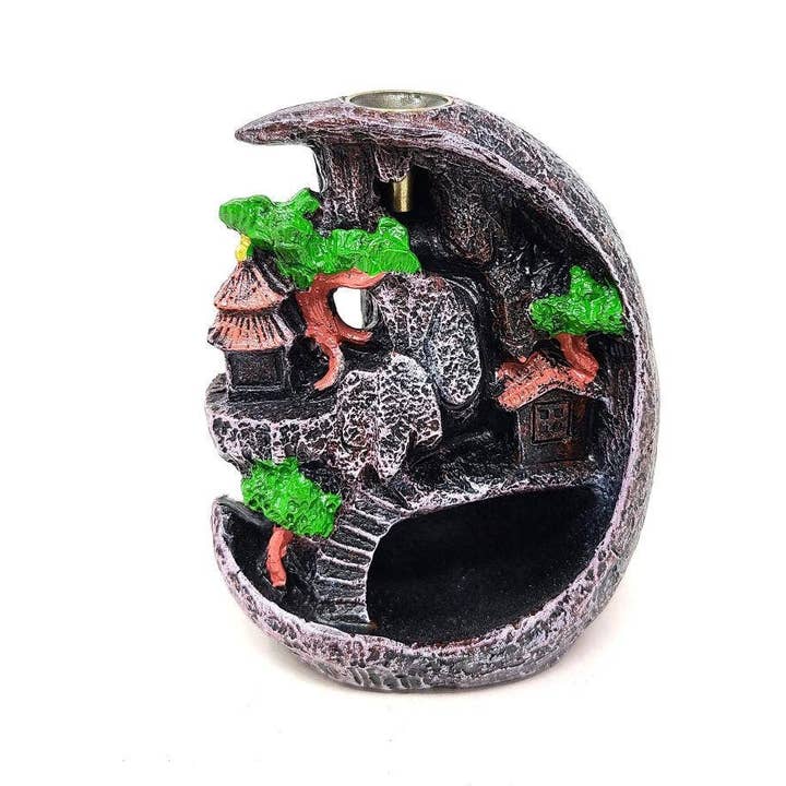 GREENROOTS USA LLC - Wholesale Incense Holder - Mountain Waterfall Design #2 Backflow Cone Incense Burner 3.1