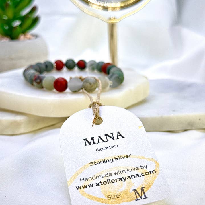 Atelier Ayana - Wholesale Beaded Bracelet - Mana - Elastic Bracelets with Bloodstone in Sterling Silver