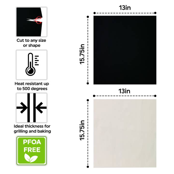 Alpas Life - Wholesale Grill Pan/Griddle - BBQ Grill Mats (Set of 2) Plus Oven Baking Mat