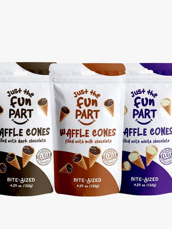 The Originals - Variety Pack Milk, Dark & White Waffle Cones for wholesale by Just the Fun Part