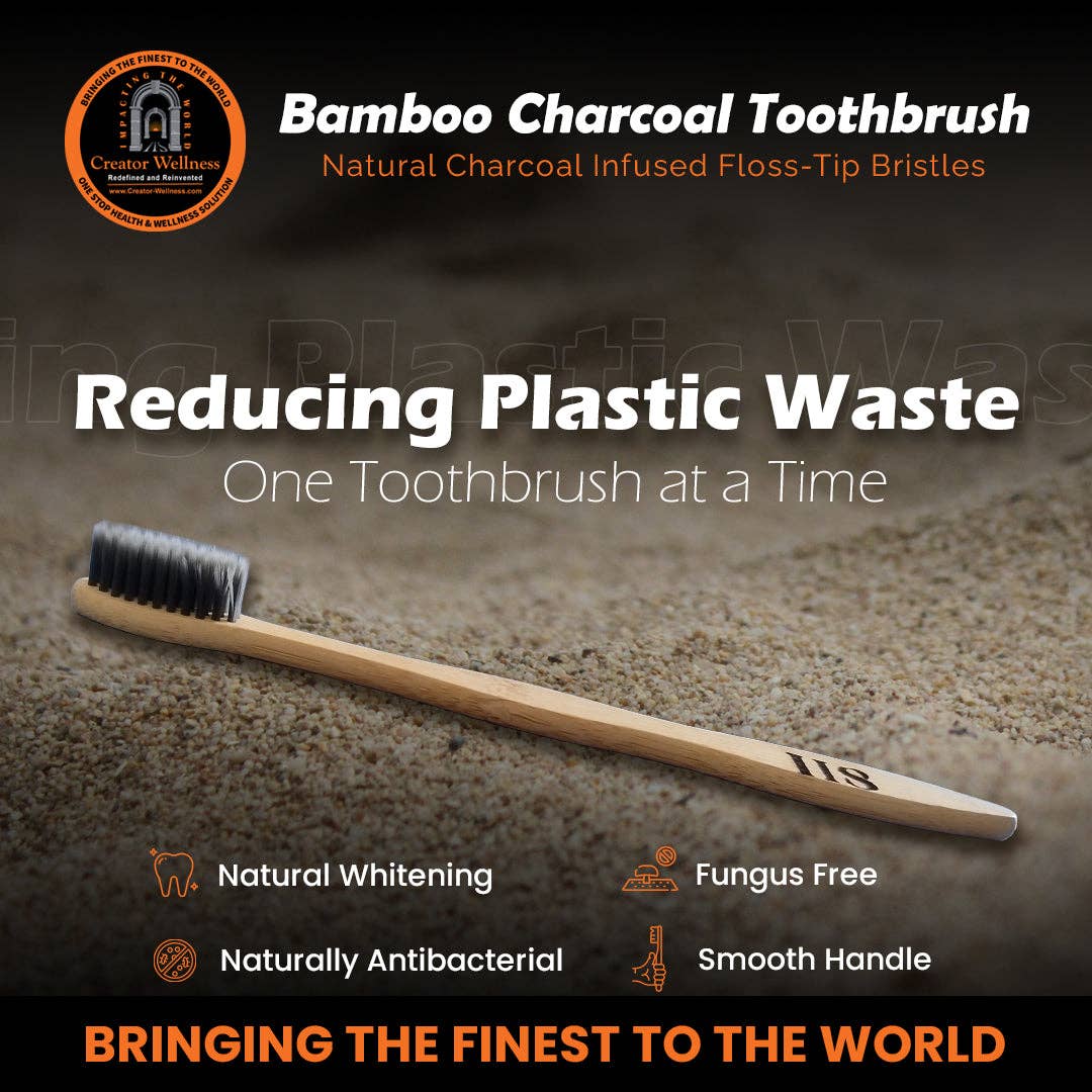 Creator Wellness - Wholesale Toothbrush - Bamboo Charcoal Toothbrush 4-Pack with Floss-Tip Bristles10
