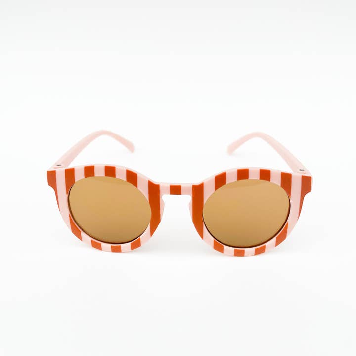 Pip & Co. - Wholesale Sunglasses - Kids - Cabana Blush & Tan Stripe Kids Toddler Sunglasses